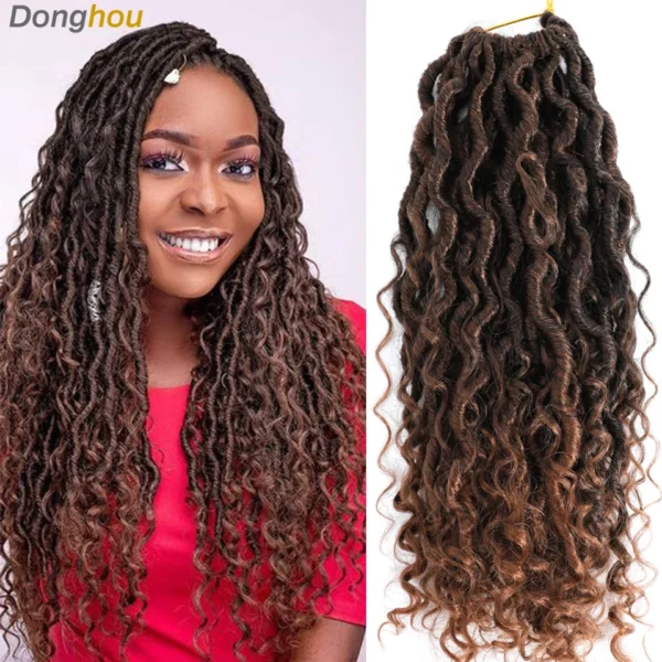 14 18 Inches Faux Locs  Crochet  With Curly Ends 24 Strands/Pack - Image 5