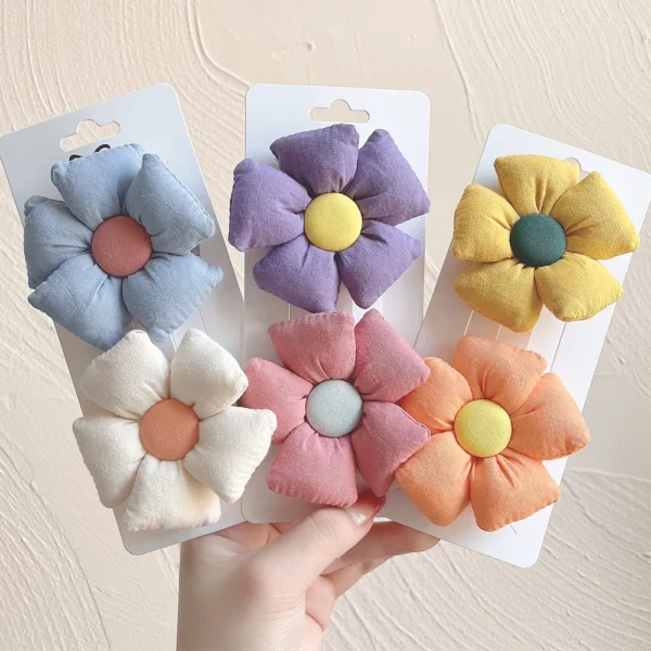 2Pcs/Set New Sweet Flower Bowknot Hair Clips For Cute Girls