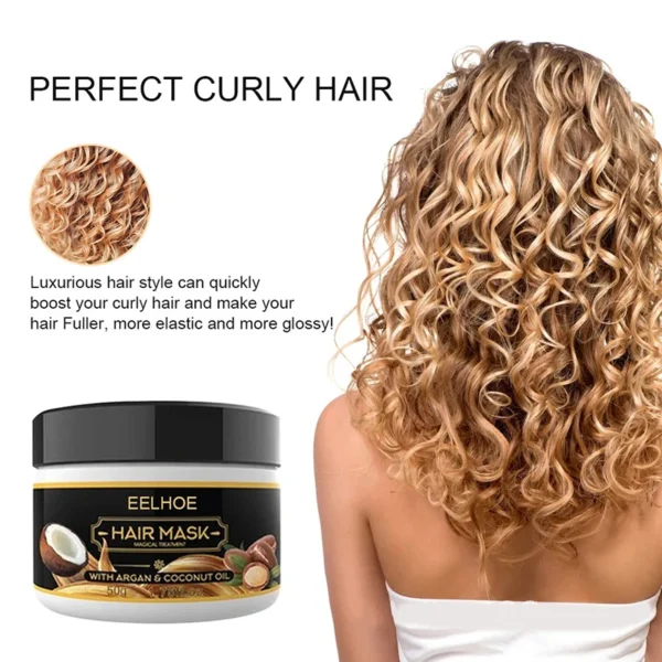 50g Coconut Oil Hair Care Masque for Curly Hair Repair Damaged Roots & Nourish Scalp Treatments Cream for Men Women - Image 2