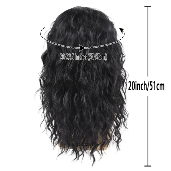 Synthetic Natural Black Wig Long Curly Hair for Men - Image 3