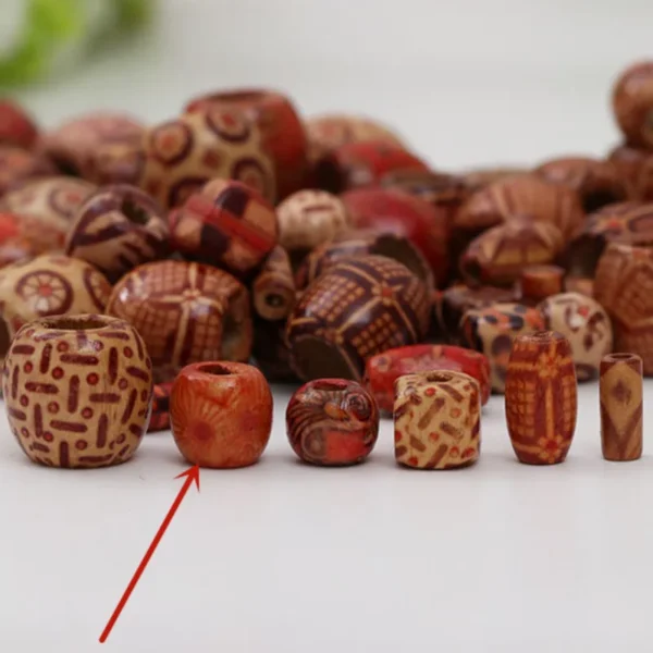 100 PCs/bag Painted Wooden Beads African Hair Rings Dreadlock Accessories - Image 3