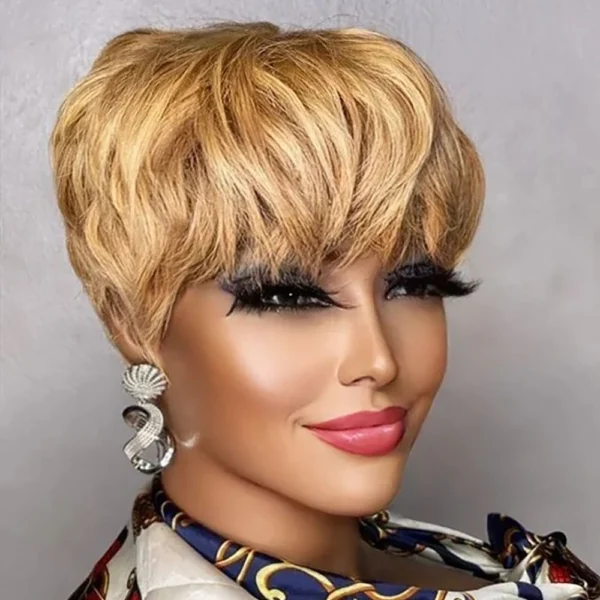 Short Pixie Cut Wig Human Hair For  Women