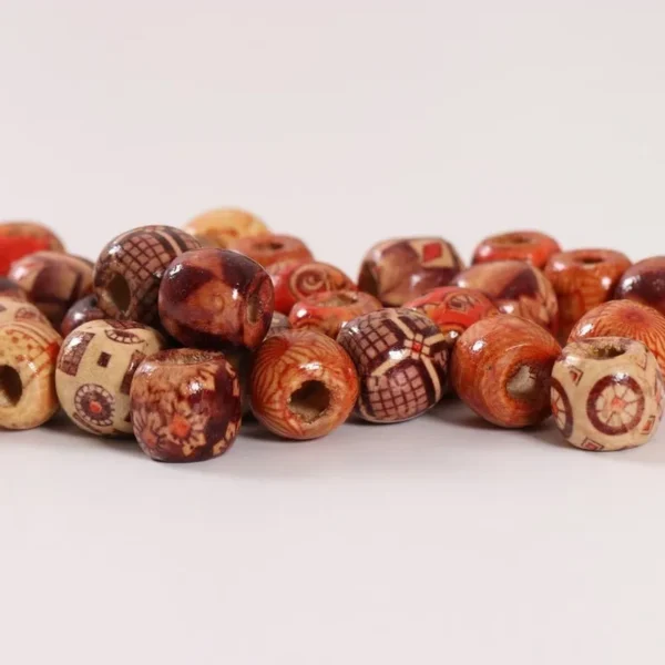 100 PCs/bag Painted Wooden Beads African Hair Rings Dreadlock Accessories - Image 6