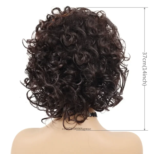 Afro Curly Wigs Women's Synthetic Hair Mix Brown Wig with Bangs Natural Looking Daily Cosplay Halloween Party High Temperature - Image 6