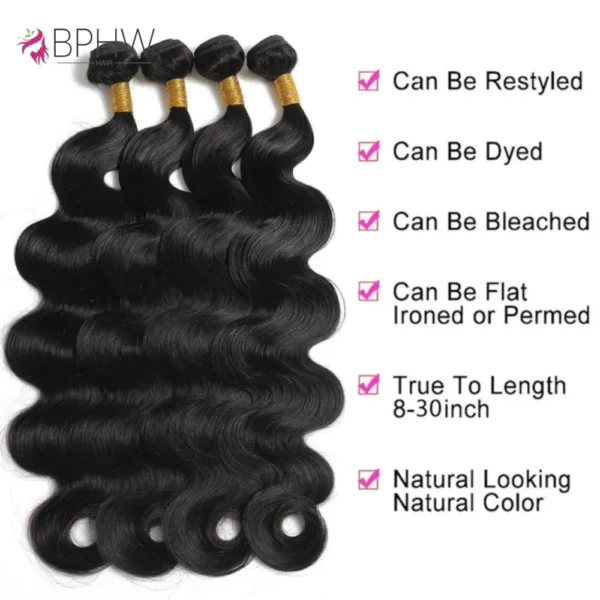 Peruvian Body Wave Human Hair Bundles  Virgin - Weave Human Hair Extensions - Image 2