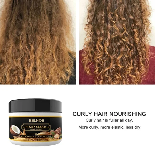 50g Coconut Oil Hair Care Masque for Curly Hair Repair Damaged Roots & Nourish Scalp Treatments Cream for Men Women