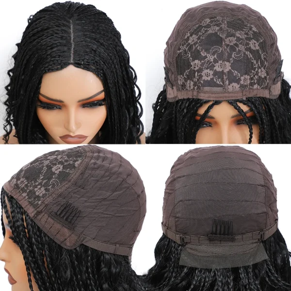 12 Inch Box Knotless Bob Braided Wigs For Black Women Ombre Blonde Braided Bob Wig With Boho Curly Wigs Synthetic Short Bob Wigs - Image 2