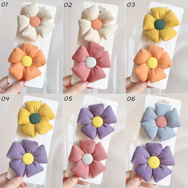 2Pcs/Set New Sweet Flower Bowknot Hair Clips For Cute Girls - Image 2