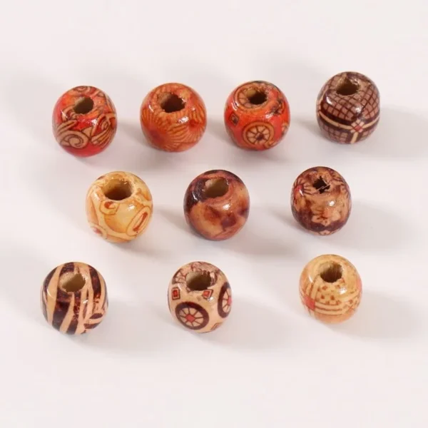 100 PCs/bag Painted Wooden Beads African Hair Rings Dreadlock Accessories - Image 5